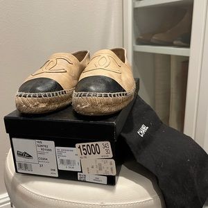 Chanel espadrilles size 37 beige nude and black